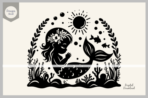 Download Baby Mermaid SVG File Clipart Silhouette - Premium Resources