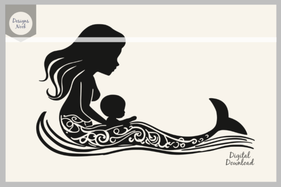 Download Mom and Baby Mermaid Silhouette SVG PNG - Premium Resources