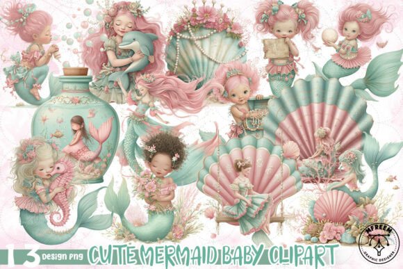 Download Cute Mermaid Baby PNG - Premium Bundle