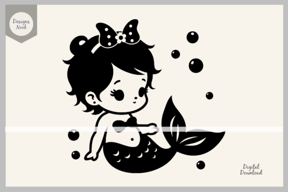 Download Baby Mermaid SVG File Clipart Silhouette - Premium Resources