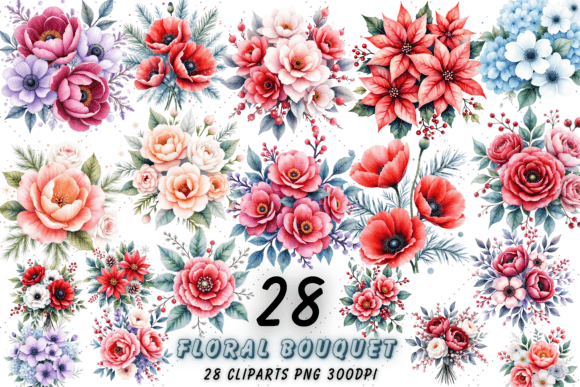 Download Brightness Winter Floral Bouquet Clipart - Floral bouquet Collection