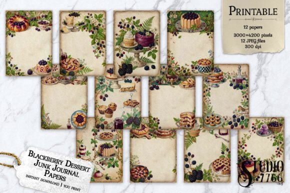 Download Blackberry Dessert Junk Journal Papers - Dessert Collection